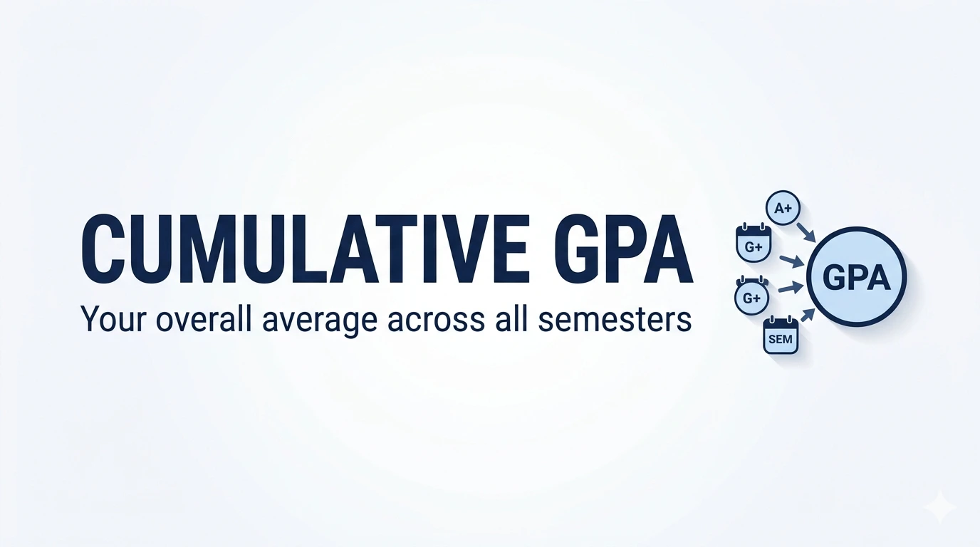 Cumulative GPA explained showing multiple semesters combining into one overall GPA