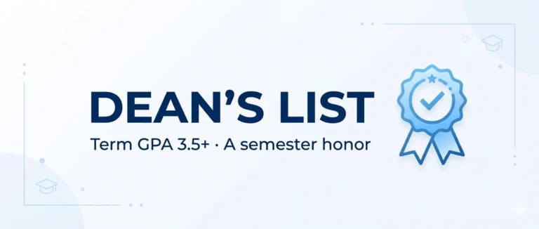 Dean's List explained showing the term GPA of 3.5 or higher needed to qualify